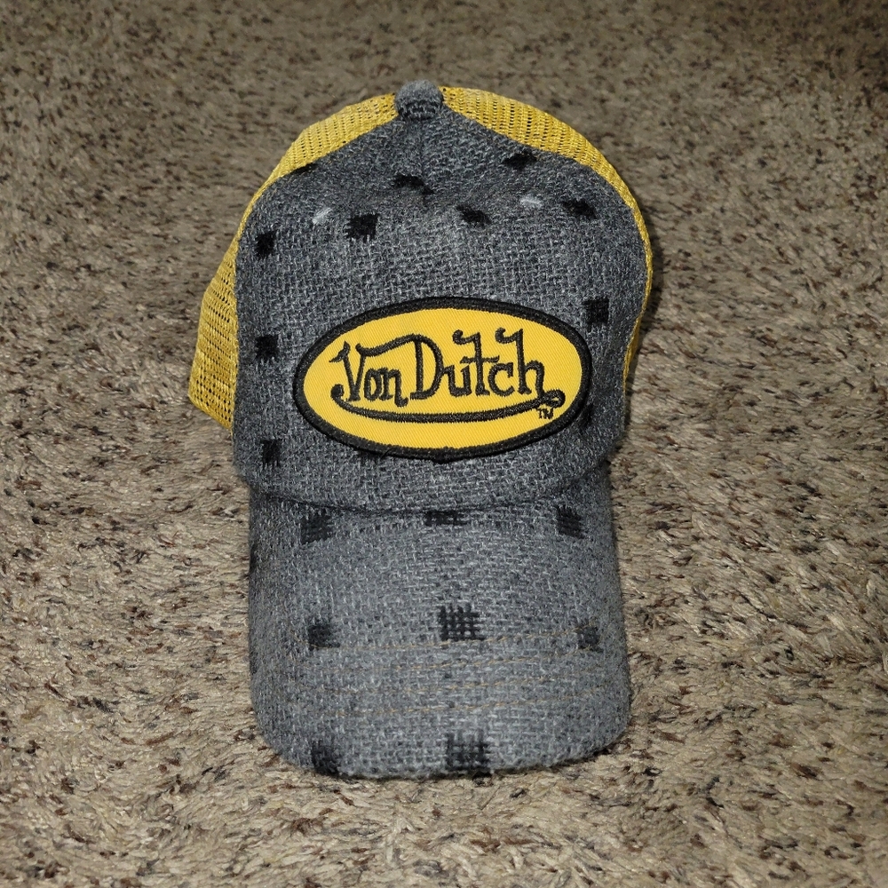 Von Dutch Gray, Black & Yellow Trucker Hat